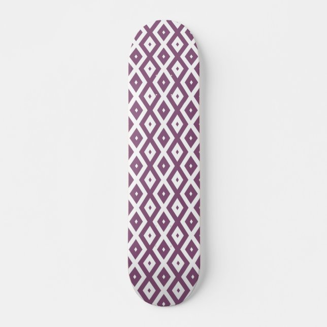 Skateboard Motif en diamant blanc et mauve (Devant)
