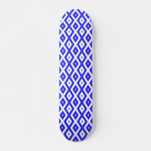 Skateboard Motif en diamant bleu et blanc