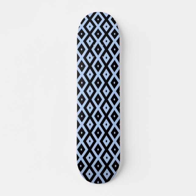 Skateboard Motif en diamant bleu pâle et noir (Devant)