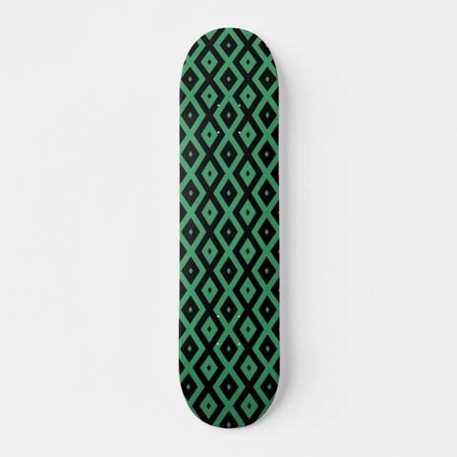 Skateboard Motif en diamant vert et noir (Devant)