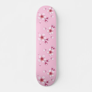 Skateboard Motif en fleurs de cerisier rose