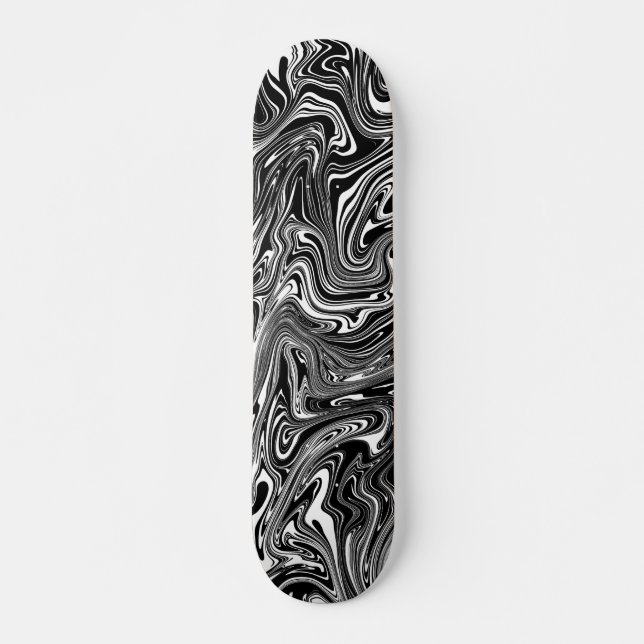 Skateboard Motif en marbre Abstrait noir et blanc (Devant)