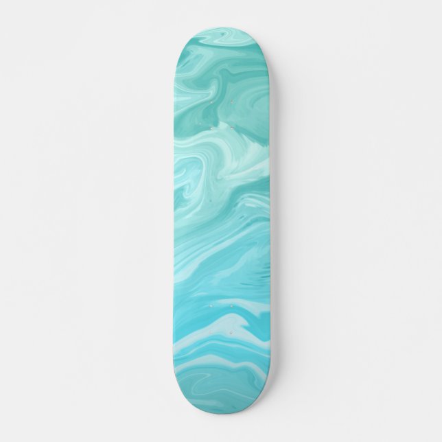 Skateboard Motif en marbre bleu (Devant)