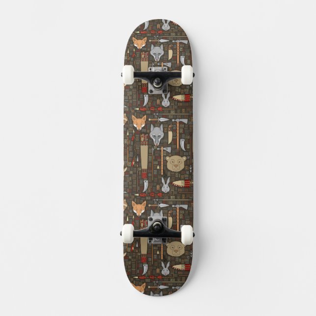 Skateboard Motif ethnique de chasse (Recto)