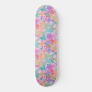 Skateboard Motif fleur arc-en-ciel rose Tie-Dye mignon