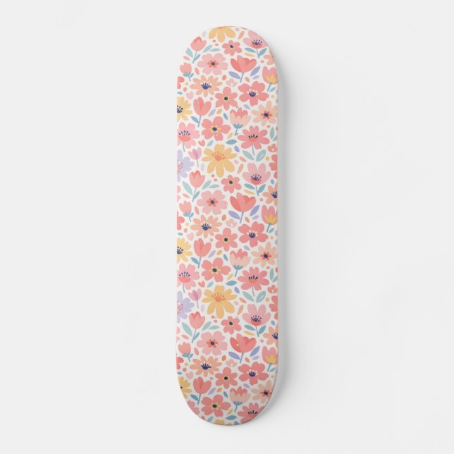 Skateboard Motif floral abstrait moderne (Recto)