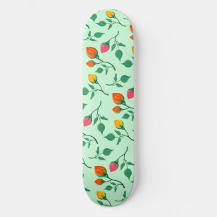 Skateboard Motif floral avec fleurs roses colorées