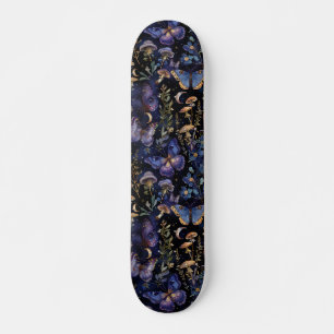 Skateboard Motif Floral Céleste Mystique Sombre Papillon