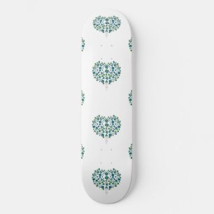 Skateboard Motif floral en forme de cœur