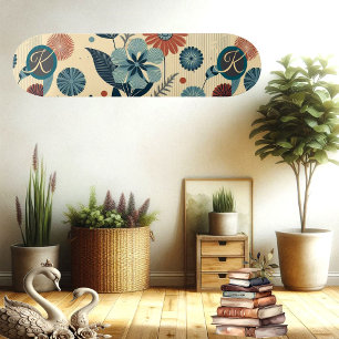Skateboard Motif Floral Rétro Modèle Vintage Monogramme Tenda