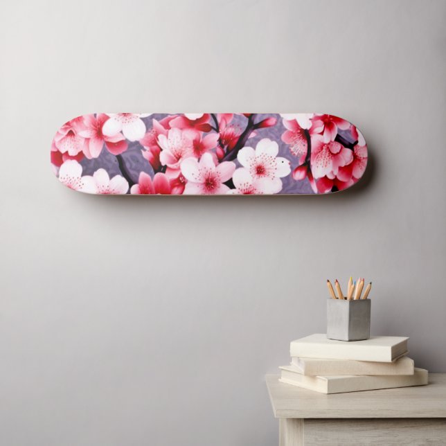 Skateboard motif floral rose cerisier (Art mural (Horz))
