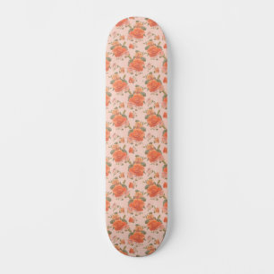 Skateboard motif floral rose orange rose mariage printemps