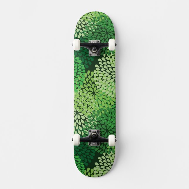 Skateboard Motif floral vert (Recto)