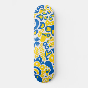 Skateboard Motif folklorique aux couleurs du drapeau ukrainie
