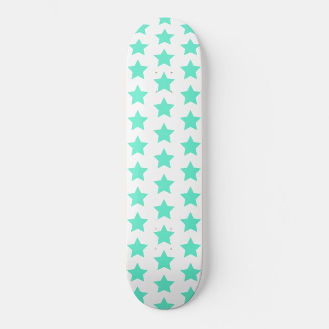 Skateboard Motif Fun Turquoise Green Stars (Recto)