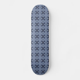 Skateboard Motif géométrique bleu de style rétro