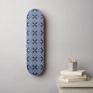 Skateboard Motif géométrique bleu style rétro