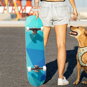 Skateboard Motif géométrique moderne bleu turquoise