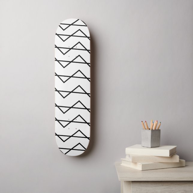 Skateboard Motif géométrique noir et blanc Chevron (Art mural)