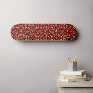 Skateboard Motif géométrique rouge / Impression indienne