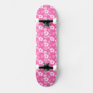 Skateboard Motif hawaïen de Honu de ketmie rose