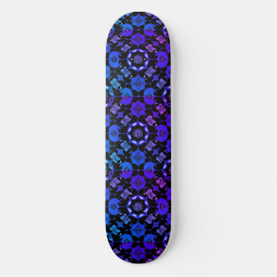 Skateboard Motif Hippie Rétro Géométrique Bleu Violet Noir