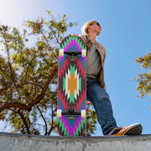 Skateboard motif indigène américain indie motif géométrique i (Extérieur 1)