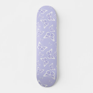 Skateboard Motif Lilac Purple et White Butterfly Motif