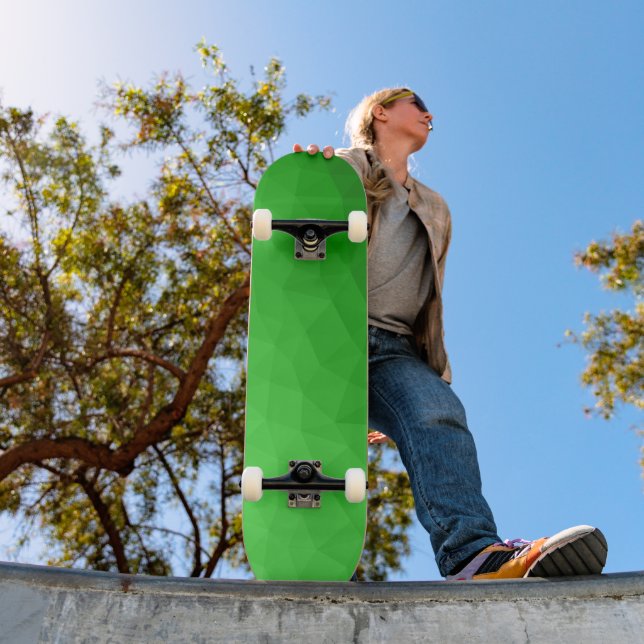 Skateboard Motif lumineux à maillage géométrique dégradé vert (Extérieur 1)