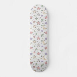 Skateboard Motif Lune Étoile Fantaisiste