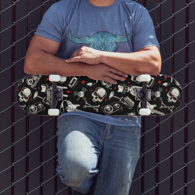 Skateboard Motif métallique lourd rétro (Extérieur 3)