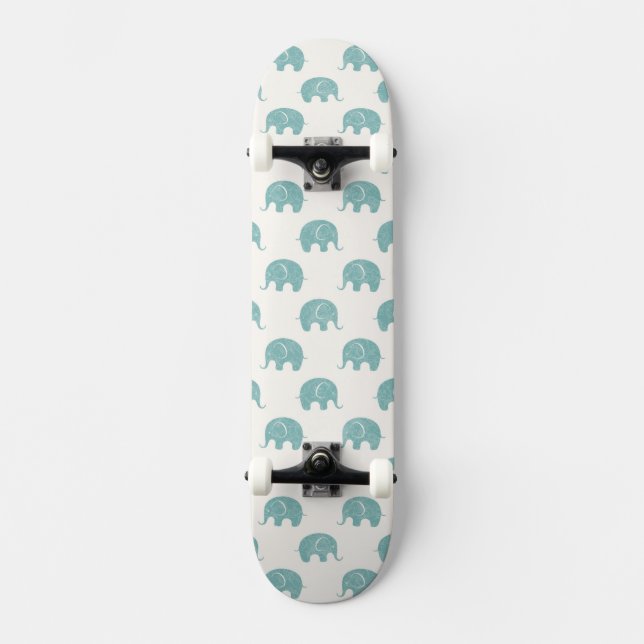 Skateboard Motif mignon turquoise d'éléphant (Recto)