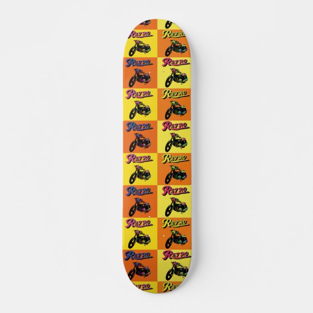 Skateboard Motif moto retro les années 70 partie (Devant)