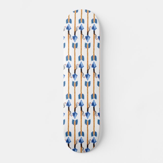 Skateboard motif natif de flèche en plume chic boho (Recto)