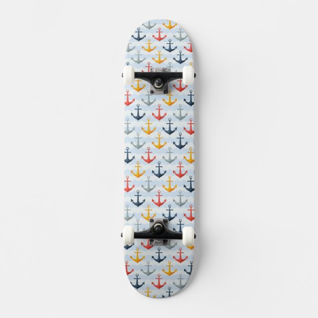 Skateboard Motif nautique avec des Ancres (Recto)