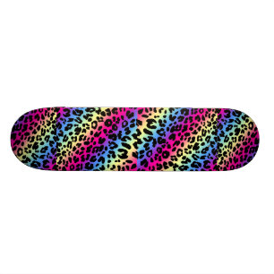 Skateboard Motif Neon Rainbow Leopard Imprimer