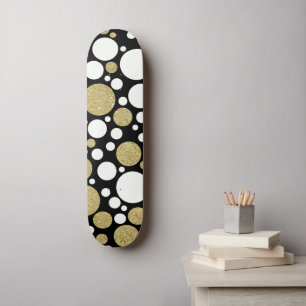 Skateboard Motif Or Points Polka