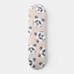 Skateboard Motif Panda couleur rose blanc noir