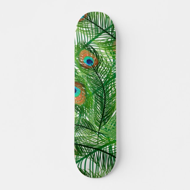 Skateboard Motif Peacock Vert (Devant)