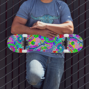 Skateboard Motif Peint À La Main Et Numériquement Art 22