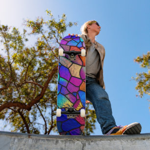 Skateboard Motif Rainbow en verre