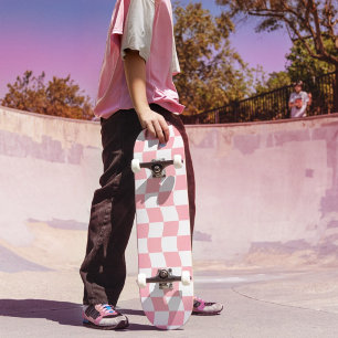 Skateboard Motif rétro-Checker rose Fille