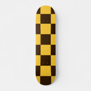 Skateboard Motif rétro noir et jaune À damiers