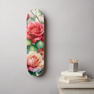Skateboard Motif Rose Fantaisiste
