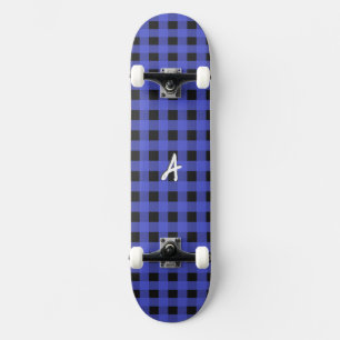 Skateboard Motif rustique à carreaux de buffle bleu monogramm