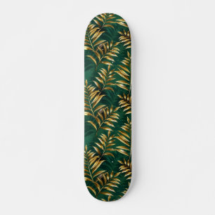 Skateboard Motif sans couture avec des fougères dorées