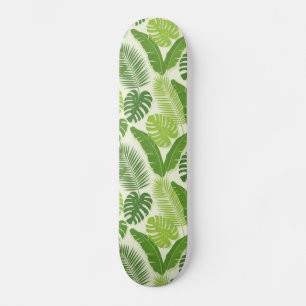 Skateboard Motif sans couture de feuilles tropicales & Monste
