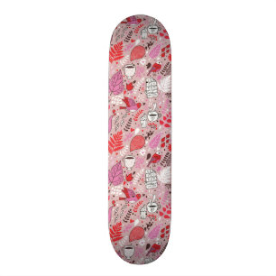 Skateboard Motif savoureux avec des oiseaux et des fleurs