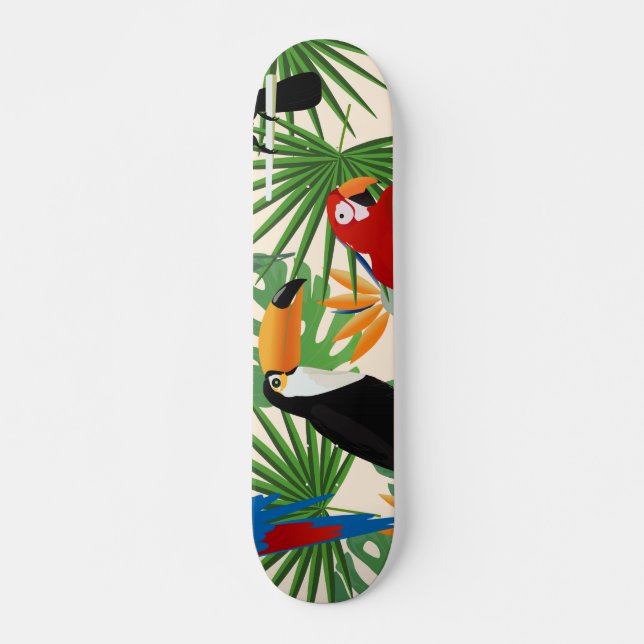Skateboard Motif Toucans & Parrots (Devant)