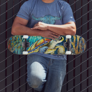Skateboard motif tropical